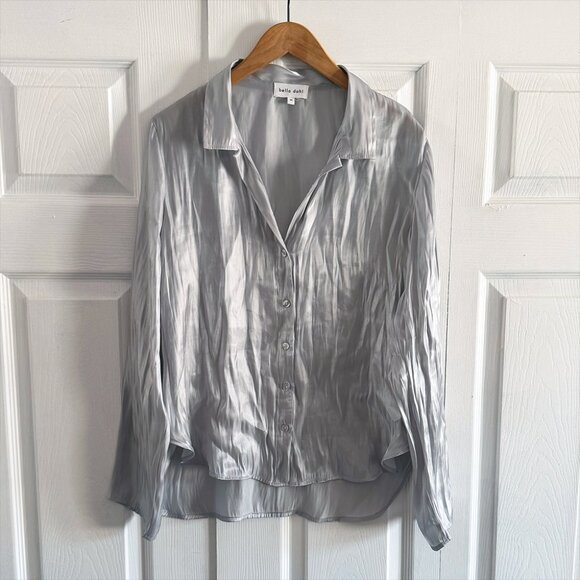 Liquid Metal Button Down Shirt Blouse Metallic - Bella Dahl - Picture 5 of 8